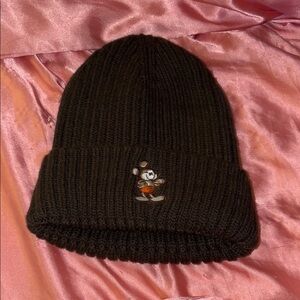 Women's Disney Brown Knit Beanie with Mickey Mouse